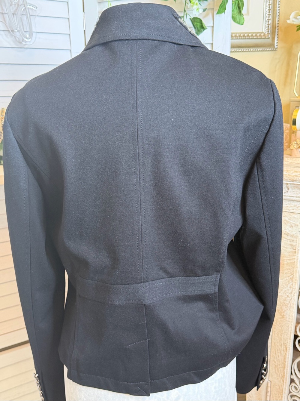 INC Military Band Jacket Black Embellished Beaded Collar Blazer Size XL - Picture 7 of 8
